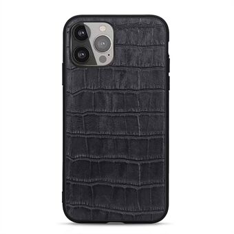 Crocodile Skin Scratch-proof Genuine Leather Coated PC + TPU Combo Phone Back Case for iPhone 13 Pro Max 6.7 inch
