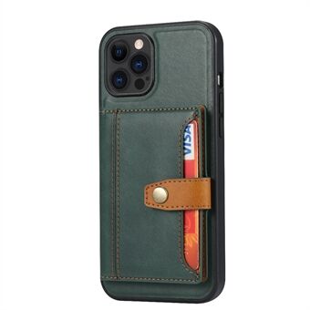 Card Slots Design PU Leather Coated TPU Phone Cover Hybrid Case with Kickstand for iPhone 13 Pro Max 6.7 inch