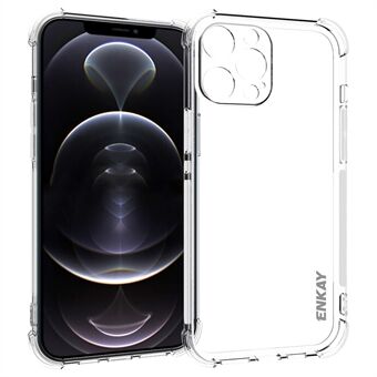 ENKAY Anti-Drop Ultra Clear TPU-fodral med halkskyddsremsa på sidan för iPhone 13 Pro Max 