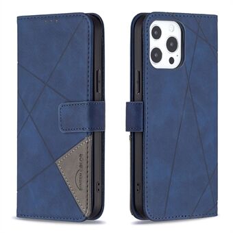 BINFEN COLOR BF05 Plånboksdesign Stand läderfodral med geometriskt tryck för iPhone 13 Pro Max 
