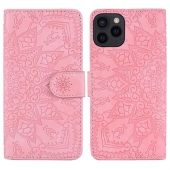 Imprint Flower Design PU Läder Flip Wallet Bookstyle Magnetic Stand Protection Cover för iPhone 13 Pro Max 