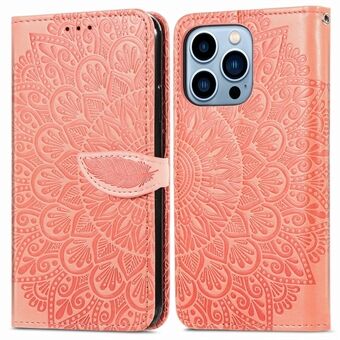 Full-Protection Dream Wings Series Pattern Imprint PU Läder Stand för iPhone 13 Pro Max 