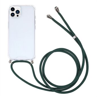 Förbättrad fyra hörn akryl + TPU genomskinligt telefonfodralskydd med justerbar rem för iPhone 13 Pro Max 