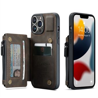 CASEME C20-serien Scratch , stötsäkert telefonfodral Dragkedja Fickkortplatser Plånboksdesign PU-läder och TPU-bakfodral för iPhone 13 Pro Max 6,7 tum