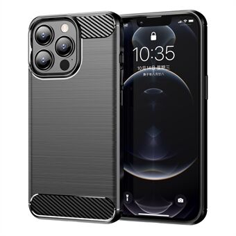 1.8mm Stylish Carbon Fiber Brushed Texture Anti-fingerprint Soft TPU Phone Back Case Cover for iPhone 13 Pro Max