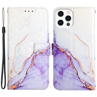 For iPhone 13 Pro Max  YB Pattern Printing Leather Series-5 Supporting Wireless Charging PU Leather Cover Marble Pattern Wallet Stand Case