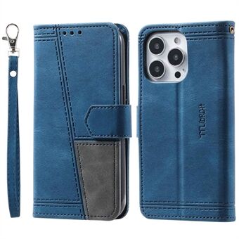 TTUDRCH 004 Splicing Phone Shell for iPhone 13 Pro Max , Drop Proof Stand Design RFID Blocking Phone Cover Skin Touch Feeling PU Leather Magnetic Clasp Folio Wallet Case