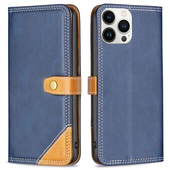 BINFEN COLOR for iPhone 13 Pro Max  BF Leather Series-8 12 Style Stand Shell, Splicing Leather Case Double Stitching Lines Phone Cover with Card Slots