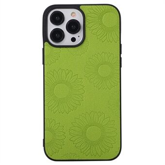 For iPhone 13 Pro Max  Stylish Sunflower Pattern Imprinted PU Leather Coated TPU+PC Wear-resistant Phone Case Shell