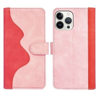 For iPhone 13 Pro Max  Stand Phone Cover Color Splicing PU Leather Wallet Style Anti-fall Protection Case