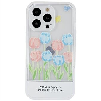 För iPhone 13 Pro Max  Tulpaner Blommönster Tryckfodral Mjuk TPU kameraskydd med dolt stöd
