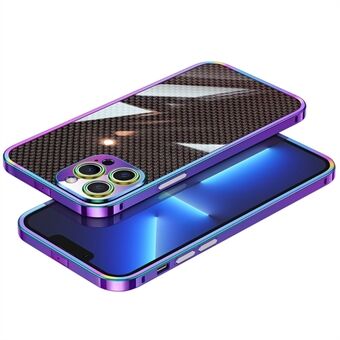 För iPhone 13 Pro Max  stötfångarfodral i rostfritt Steel med metalllinsskydd och bakfilm av kolfiber och aramidfiber