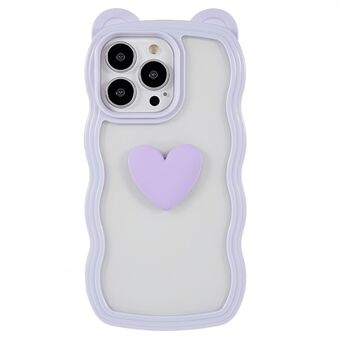 För iPhone 13 Pro Max  mobiltelefonfodral Cute Heart Bear Ear Decor Avtagbart 2-i-1 PC+TPU mobiltelefonskal