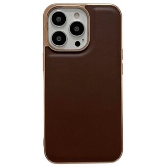 Anti-dropp telefonfodral för iPhone 13 Pro Max , äkta läder+TPU+PC+aramidfiber galvaniserad ramskydd