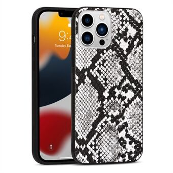 För iPhone 13 Pro Max  Snake Textured PU Leather Coated Soft TPU + Hard PC Hybrid Phone Shell Back Skyddsfodral