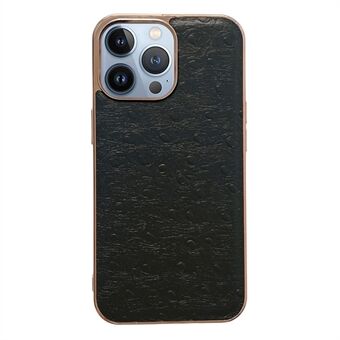 För iPhone 13 Pro Max  Nano galvanisk baksida Stötsäkert telefonfodral Strutsmönster PC + TPU + telefonskal i äkta läder