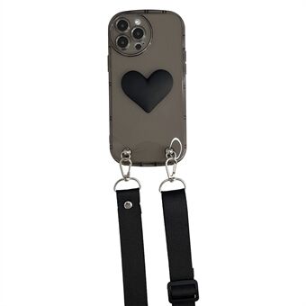 JSM för iPhone 13 Pro Max  Anti-drop mobiltelefonfodral 3D hjärtformad dekor Flexibelt TPU-fodral med axelrem