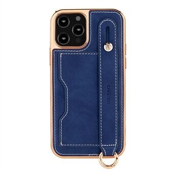 VIETAO för iPhone 13 Pro Max  galvanisering telefonfodral Kickstand Korthållare Telefonskydd med handledsrem och snodd