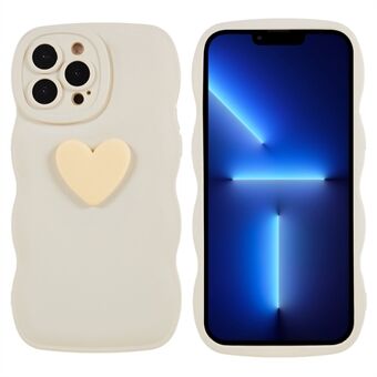 För iPhone 13 Pro Max 6,7 tum Love Heart Shape Wavy Edge Telefonfodral Mjuk TPU Luftkudde Skyddande baksida
