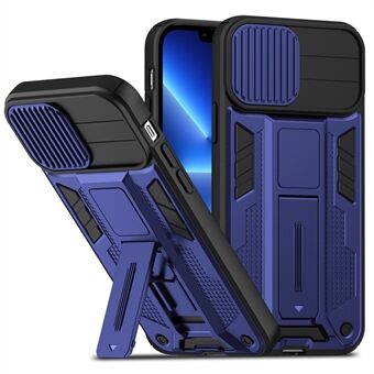 För iPhone 13 Pro Max 6,7 tum Kickstand Armor Stötsäkert telefonfodral Hård PC Mjuk TPU Hybrid bakskal med skjutkameraskydd