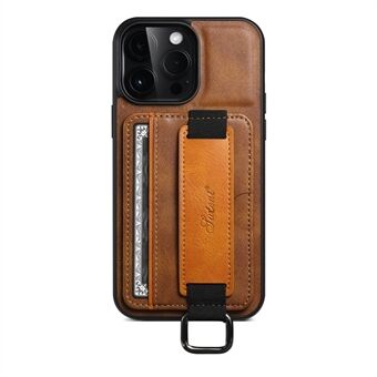 SUTENI H13 för iPhone 13 Pro Max 6,7 tums kortplats bandöglehållare Stativ PU läderbelagd TPU skyddande telefonskal