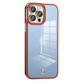 Transparent TPU-skal för iPhone 13 Pro Max 6,7 tum, krockkuddedesign elektropläterat bakfodral med plastlinsfilm