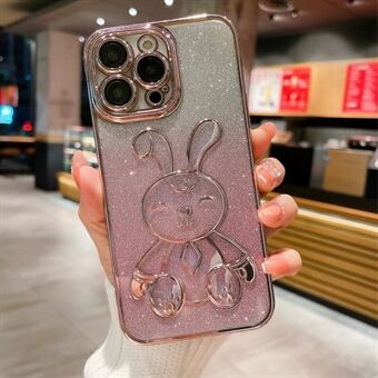 För iPhone 13 Pro Max 6,7 tums galvanisering Glitter Mjukt TPU-skal Cute Rabbit Stötsäkert telefonfodral med linsfilm