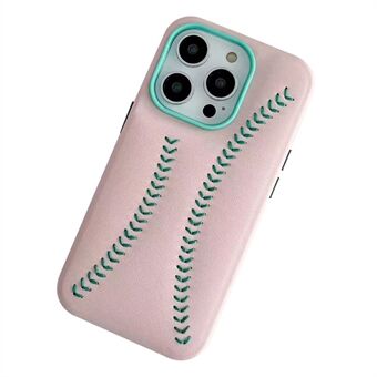 Telefonfodral för iPhone 13 Pro Max 6,7 tums baseballtexturbroderi PU-läderbelagt hårt PC-fodral