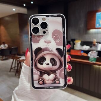 För iPhone 13 Pro Max Bakfodral i härdat glas TPU-ram Pandamönster telefonfodral med linsskydd