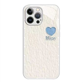 Heart Decor telefonfodral för iPhone 13 Pro Max, oljemålning härdat glas+TPU telefonskal (metallfärgdesign)