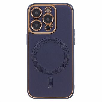 För iPhone 13 Pro Max Elektropleringstelefonfodral PU-läder + TPU + PC Anti- Scratch Magnetic Cover