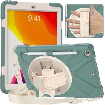 Stötsäkert Hybrid Tablet Case Cover + Rem + Roterande Kickstand Design med pennfack för iPad (2021) / (2020) / (2019)
