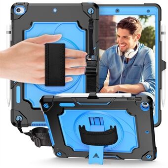 For iPad (2021) 360 Degree  Swivel Kickstand Tablet Case PC + Silicone Anti-drop Protective Cover