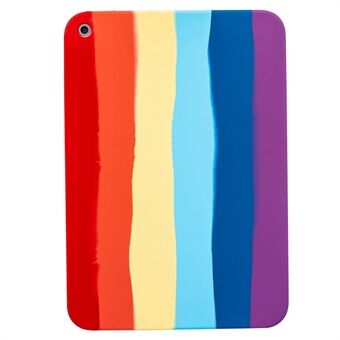För iPad (2020) / (2019) / (2021) Rainbow Color Slim Tablet-fodral Anti- Scratch flytande silikon TPU bakstycke