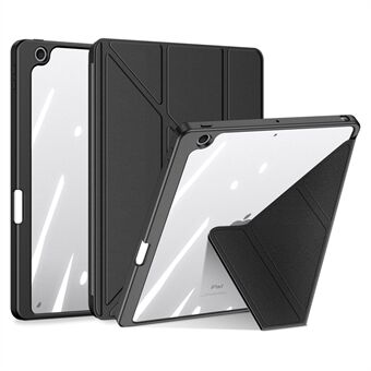 DUX DUCIS Magi skyddsfodral för iPad (2019) / (2020) / (2021) V-vikt Stand Anti- Scratch läder+PC+TPU Tablet Cover Support Auto Wake / Sleep
