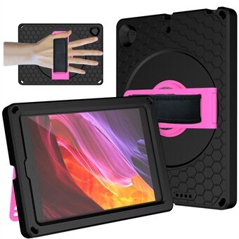 För iPad (2021) / (2020) / (2019) Roterande Kickstand Handrem EVA+PC-fodral Anti-drop tablettskydd med axelrem