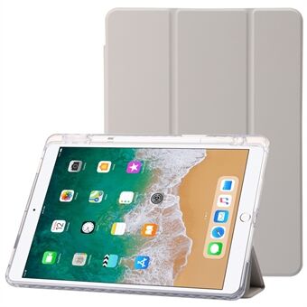 För iPad 10.2 (2021) / (2020) / (2019) Tri-fold Stand Tablet Case PU Läder Transparent akryl Tablet Cover