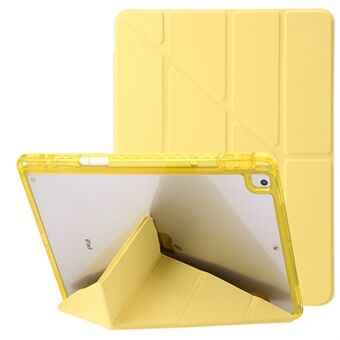 För iPad 10.2 (2021) / (2020) / (2019) Tablettfodral Origami Tri-fold Stand PU Läder+Klar akrylfodral