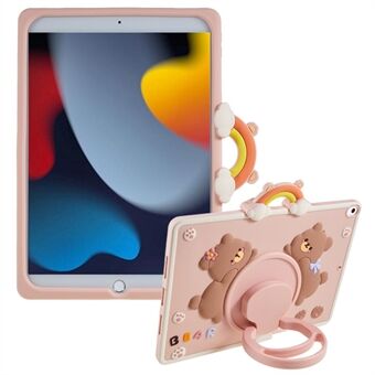 För iPad 10.2 (2021) / (2020) / (2019) / iPad Air 10.5 tum (2019) / Pro 10.5-tum (2017) Tablettfodral PC+Silicon Cartoon Bear Kickstand Cover
