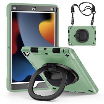 Skyddsfodral för iPad 10.2 (2019) / (2020) / (2021) PC+TPU Kickstand Tablet Cover med PET-skärmskydd / Axelrem