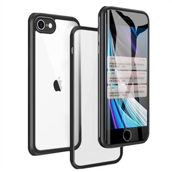 For iPhone 7/8 /SE (2020)/SE (2022) Dual-sided Glass+Silicone+TPU Well-protected Clear Cell Phone Case