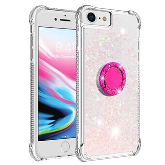 For iPhone SE (2022)/SE (2020)/6 /7 /8  YB Quicksand Series-7 Glitter Sequins Ring Kickstand TPU Phone Case Protective Cover