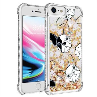 For iPhone SE (2022)/SE (2020)/6 /7 /8  YB Quicksand Series-2 Reinforced Corner Pattern Printing Glitter TPU Phone Case Cover