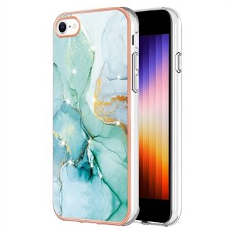 For iPhone SE (2022)SE (2020)8/7  YB IMD Series-2 Electroplated Glitter Phone Case IMD Marble Pattern Soft TPU Shockproof Anti-Fingerprint Cover