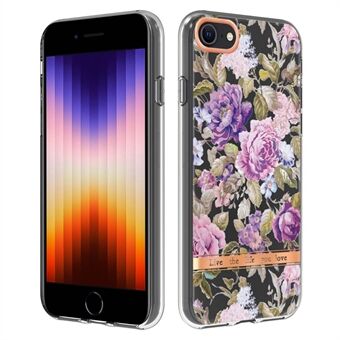 For iPhone SE (2022)/SE (2020)/8/7  YB IMD-8 Series Flower Pattern Design Phone Case Electroplating IMD Soft TPU Scratch-Resistant Cover