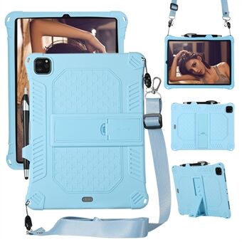 Kickstand PC Soft Silicone Case with Lanyard for iPad Air (2020)/Air (2022)/Pro (2021)(2020)(2018)