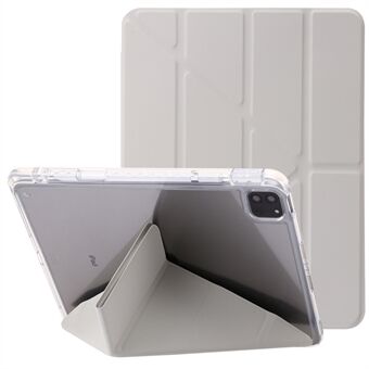 Tablettfodral för iPad Pro 11 (2018) / (2020) / (2021 / (2022) / iPad Air (2020) / (2022) Origami Tri-fold Stand Leather+ Clear Acrylic Cover