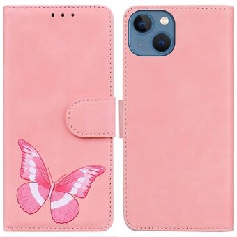 För iPhone 14  Butterfly Pattern Printing Magnetic Book Plånboksfodral Skin-touch Feeling PU Läder Stand Flip Cover