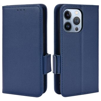 För iPhone 14  Stötsäker Magnetic Litchi Texture Flip Case Stand Plånboksstil Lädertelefonskydd
