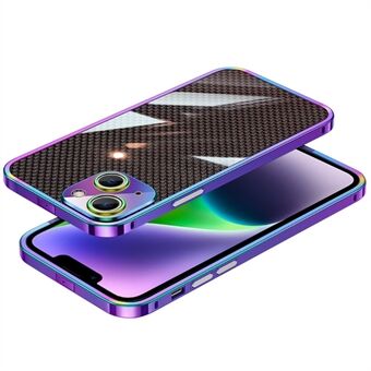 Metalllinsskydd Rostfritt Steel stötfångarfodral för iPhone 14, kolfiber aramidfiber bakplatta skyddande telefonskal